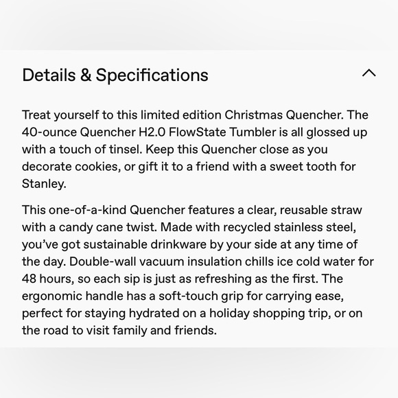 Stanley The Quencher H2.0 Flowstate 40oz Tumbler in Mistletoe Twist - white - Picture 4 of 5